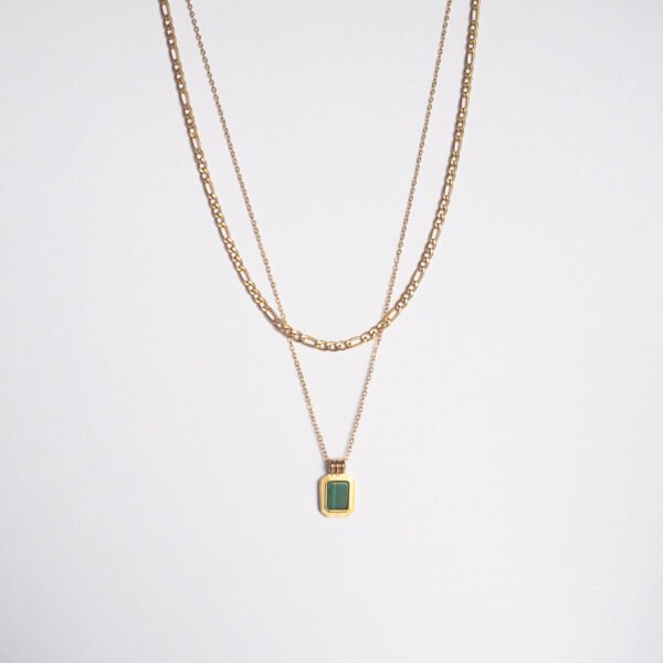 Delphine Double Chain Necklace - Malachite